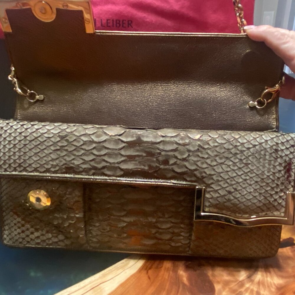 Judith Leiber Limited Edition Authentic Python Rare Double Flap Python Handbag - Picture 3 of 13